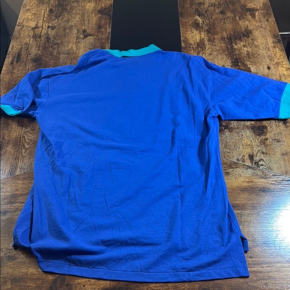 Vibrant Blue and Green Polo Shirt Relaxed Fit - Picture 6 of 6